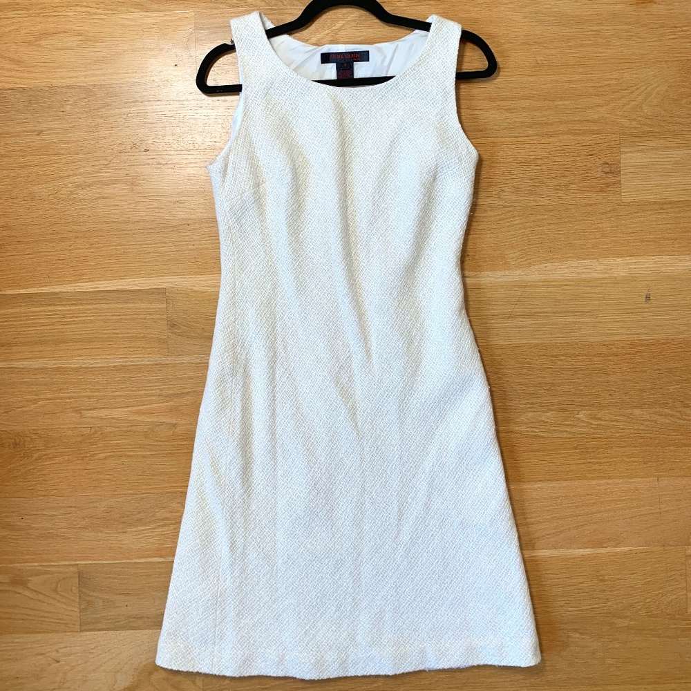 Anne Klein Elegant Washable Linen Sleeveless Dress with Built-in Bra Straps